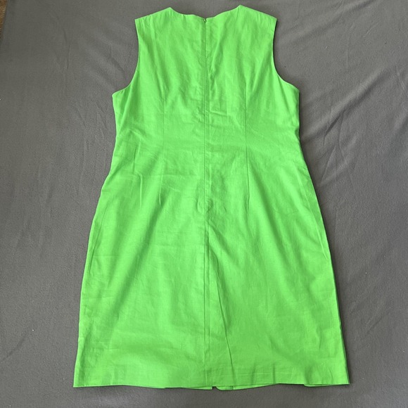 Preston‎ & York Linen Blend Dress Size 14 Kelly Green Office Button Accent - Picture 2 of 7